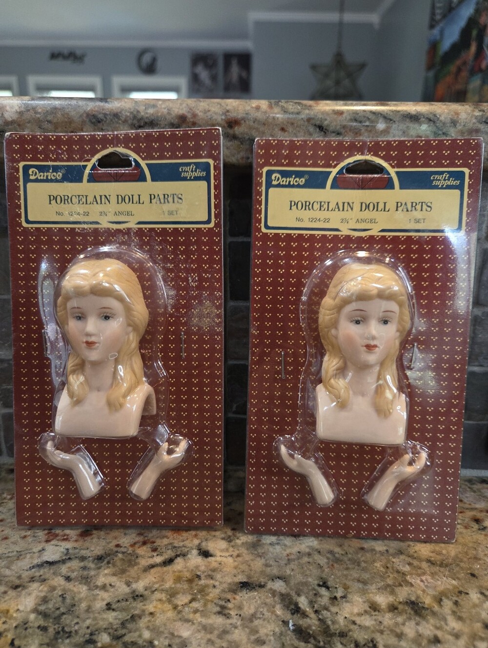 Darice Vintage Porcelain Doll Head and Arms Set Sealed Package, Set of 2